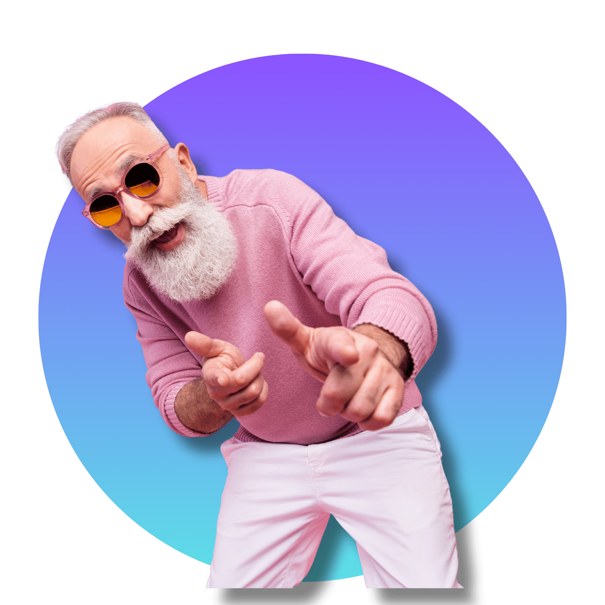 Older man with beard giving thumbs up