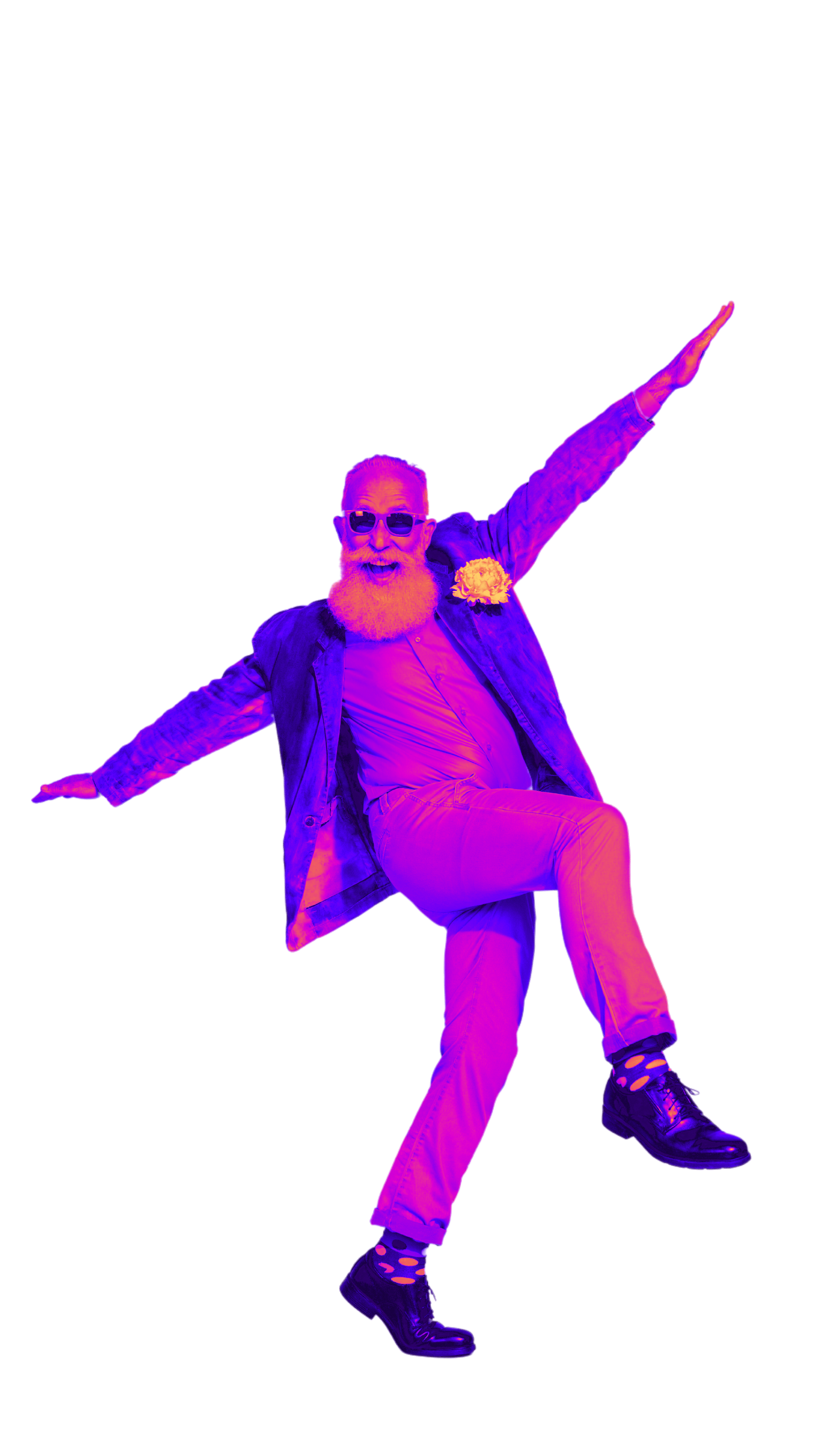 Man with beard dancing